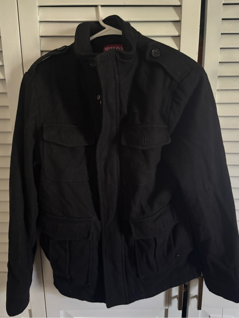 Merona Black Military Field Jacket with Epaulets